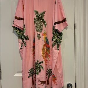 Pink Tropical Print Maxi Dress